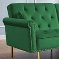 thumbnail image 6 of Convertible Sofa Bed Futon Couch Bed Velvet Sofa Bed Loveseat Sofa Futon Sofa Bed with Metal Legs, Adjustable Sofa Bed Accent Sofa Recliner with 2 Pillows and Nailhead Trim, Green, 6 of 7