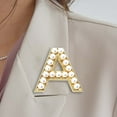 thumbnail image 2 of Welling Elegant Women Faux Pearl Beaded Uppercase Letter Brooch Pin Suit Lapel Badge, 2 of 10
