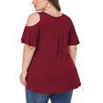 thumbnail image 3 of CHUANK Women‘s Plus Size Cold Shoulder Tunic Top Summer Short Sleeve Blouse, 3 of 7
