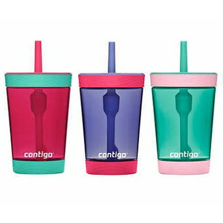Contigo Kids Spill-Proof 14oz Tumbler, Pink/ Green/ Purple (Best Tasting Green Drink)