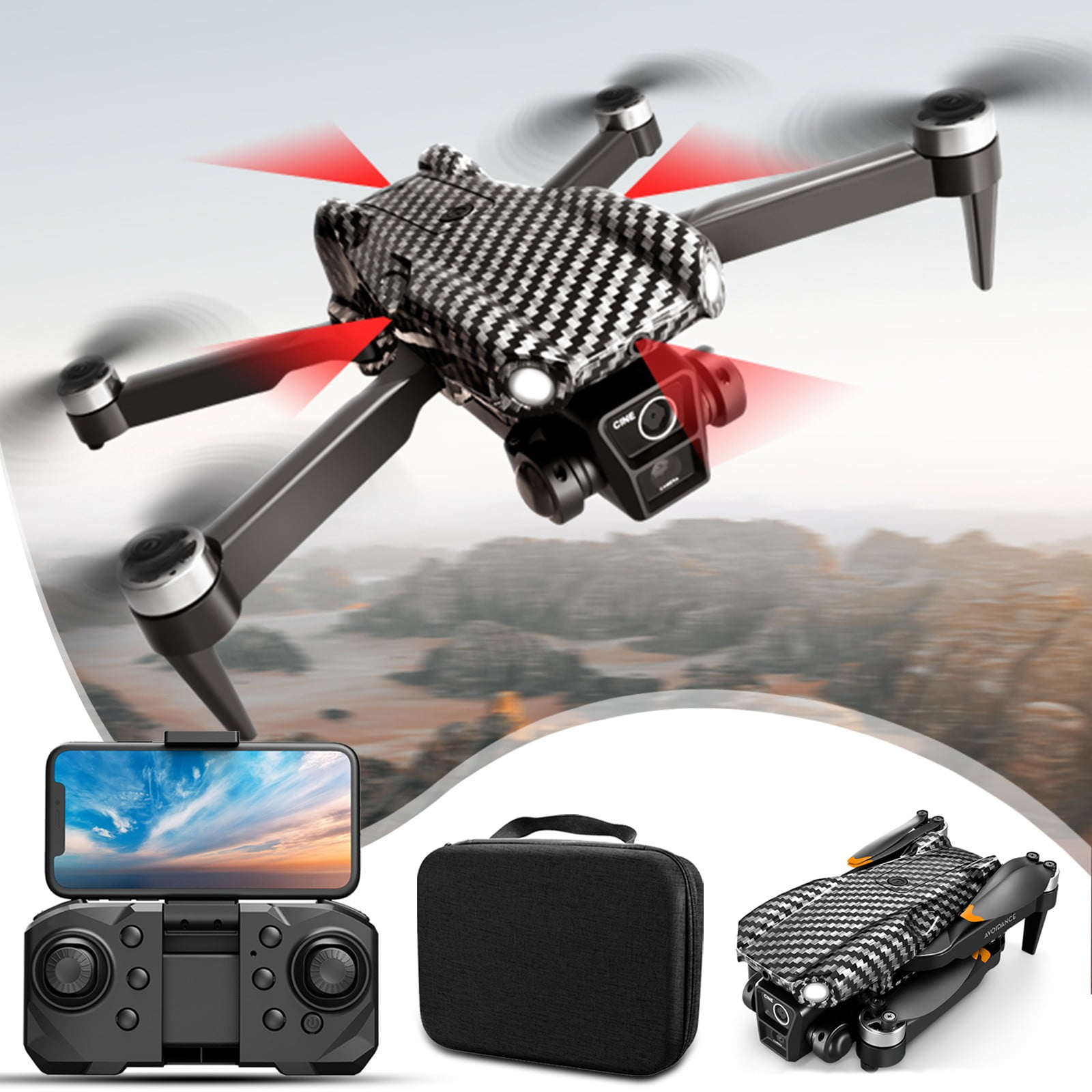 Drone with 4K Camera for Adults, Beginners, Brushless Motor with Optical Flow & Obstacle Avoidance, Includes Storage Bag