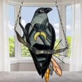 thumbnail image 2 of Adorno de bruja Cuervo misterioso, atrapamoscas manchado, pájaro negro con collar de Luna, colgante de pared para ventana, decoración de jardín y patio, 2 of 5