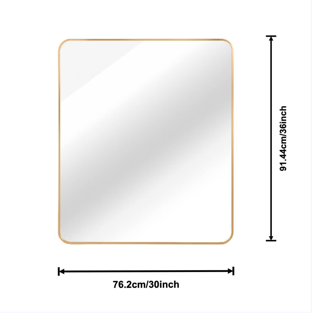 MAYEERTY 30"x36" Gold Metal Framed Rectangular Bathroom Wall Mirror, for Home Bathroom Vanity
