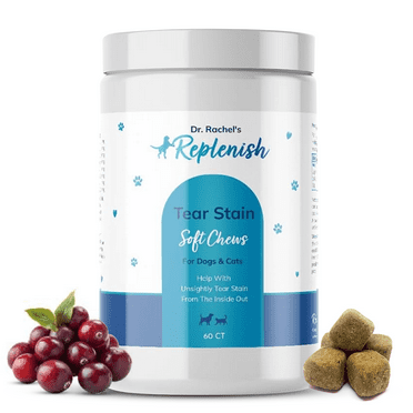 Replenish Tear Stain Chews for Dogs - Tear Stain Supplement for Dogs - Dog Eye Care -  Natural Tear Stain Prevention Soft Chews for Dogs - 60 Soft Chews