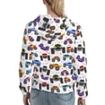 thumbnail image 7 of Fotbe Cartoon Monster Trucks1 Pattern Womens Long Sleeve Hoodie, Pullover Hooded Sweatshirt, Kangaroo Pocket Hoodie with Eye-catching Drawstrings-Medium, 7 of 7