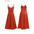 thumbnail image 3 of BadPiggies Women's Plus Size Midi Dress Casual Spaghetti Strap Cami Sleeveless V-neck Solid Sundress for Party Summer Beach (S, Orange), 3 of 6