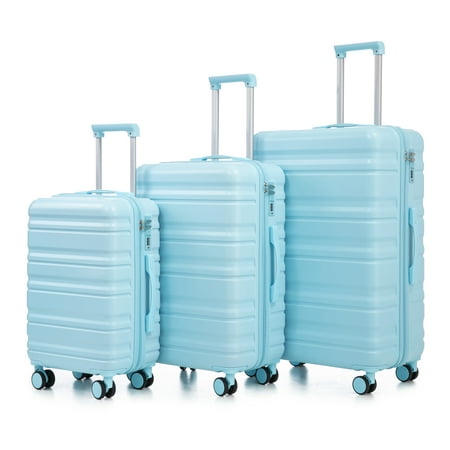 Boyuevi HIFINE TOURIST 20"/24"/28" 3 pcs/set in ABS Spinner Wheel Luggage, Carry on Suitcase, Matching Color, Combination Lock (Blue)
