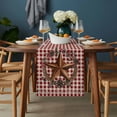 thumbnail image 2 of Star Plaid Table Runner - 120 Inch Long, Kitchen Dining Table Runner Dresser Scarves, Vintage American Country Berry Red Brown Farmhouse Decor for Coffee Tables Wedding Party Banquet, 2 of 8