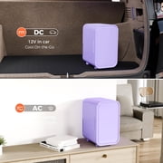 Mini Fridge, 6 Liter/8 Can 110V AC/DC Portable Thermoelectric Cooler Refrigerators for Bedroom, Skincare, Beverage, Office, Dorm Room and Car, Purple