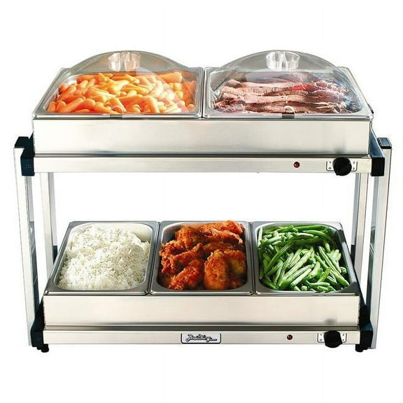 Broil King Professional Multi-Level Buffet Server with Plastic Lids, Stainless