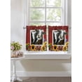 thumbnail image 4 of Cows Sunflowers 2 Panel Kitchen Curtains for Small Windows, Spring Botanical Floral Bees Red Barn Bathroom Tier Curtain, Short Window Treatment for Bedroom/Living Room 55"x36", 4 of 6