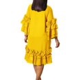 thumbnail image 2 of Women's Tiered Ruffle Dress 2025 Summer Vintage Layered A-line Swing Midi Dress, 2 of 5