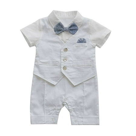 

Dadaria Toddler Jacket 3M-18M Infant Baby Boys Gentleman Waistcoat Bowtie Tuxedo Jumpsuit Romper Outfits White 80 Toddler