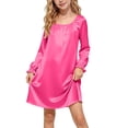 thumbnail image 2 of ATOGUTA Long Sleeve Dress For Girls Crewneck A-Line Fall Casual T-Shirt Dresses Hot Pink, Size 5T-15, 2 of 7