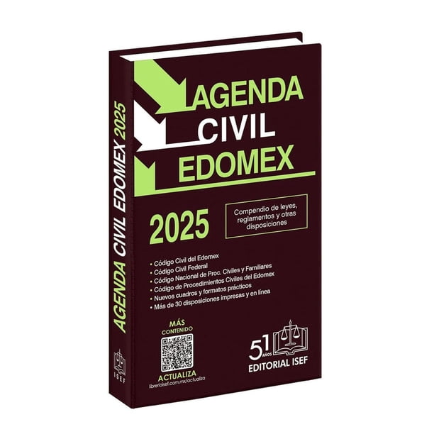 Libro Agenda Civil Del Estado De Mexico 2025 Tapa Blanda, Autor Ediciones Fiscales Isef, Editorial Ediciones Fiscales Isef