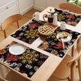 thumbnail image 5 of Bohemian Flower Placemats Set of 1, Retro Yellow Red Beige Floral Art Black Background Non-Slip Place Mats Washable Table Mats for Kitchen Dining Table Decorations Indoor/Outdoor, 5 of 9