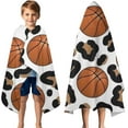 thumbnail image 3 of White Leopard Basketballs Pattern Hooded Bath Towel，50"x30" for Ages 3 To 12 Kids, Quick Dry Lightweight Soft Microfiber Hood Beach Towel Cover Up for Kids, 3 of 7