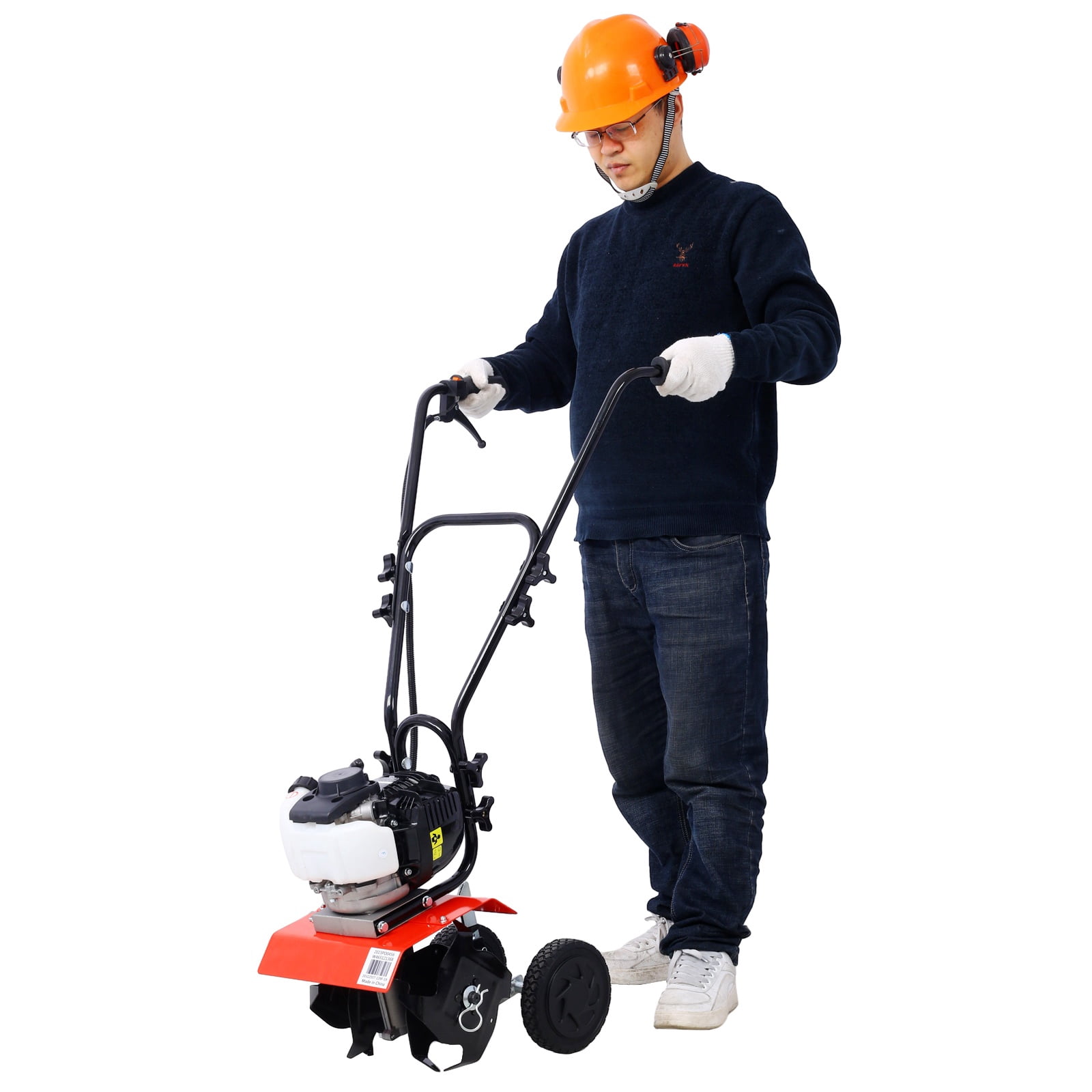 37.7cc 4-Stroke Mini Tiller Cultivator, Viper Engine with Gear Drive Transmission, 240mm Tilling Width, Stand-Up Start for Gardens & Flower Beds