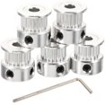 thumbnail image 2 of Timing Pulley Wheel 5 Pcs Aluminum 2GT GT2 20 Teeth Bore 5mm For Makers 3D Printer Components Linear Motion Round Teeth, 2 of 5