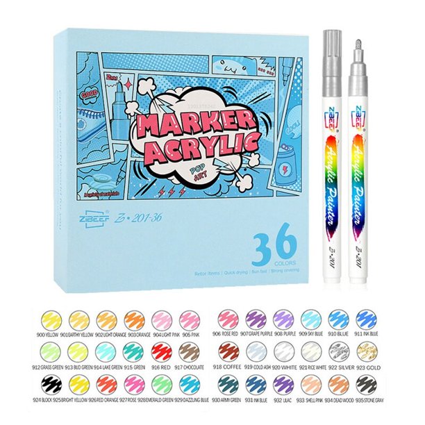 Juego de bolígrafos de pintura acrílica para pintura de rocas, cerámica, vidrio, madera, tela, lienzo, tazas, suministros para manualidades DIY, 12/48 colores