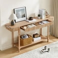 thumbnail image 5 of Wirrytor Long Console Table with Drawers for Living Room, Narrow Fluted Sofa Table with Open Storage Shelf, Couch Table Behind Sofa, Entryway table, Hallway Table ,Oak, 5 of 7