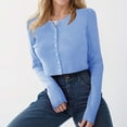 thumbnail image 2 of Women's Cropped Cardigan Long Sleeve Button Down Lightweight Ribbed Knit Sweater Vest Tops Soft Comfortable Stylish Casual Outfit, 2 of 2