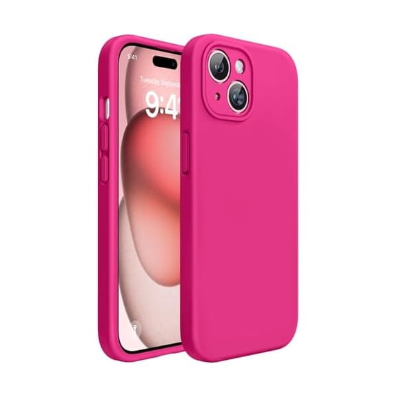 Eryueer Compatible with iPhone 15 Case, [Soft Anti-Scratch Microfiber Lining], Liquid Silicone Case Gel Rubber Shockproof Drop Protection Phone Case for iPhone 15, Hot Pink