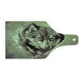thumbnail image 2 of Tattoo Cutting Board, Head of Wolf the Fierce Warrior Big Dog of the Forest Winter Season Theme Image, Tempered Glass Cutting and Serving Board, Wine Bottle Shape, White and Black, by Ambesonne, 2 of 5