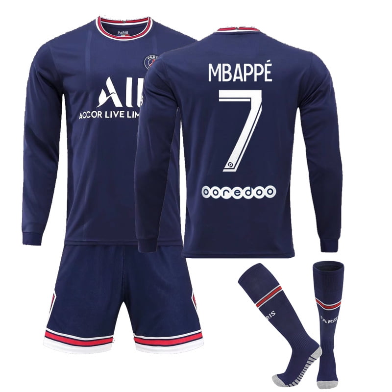 2021New Mbappé Soccer T-Shirts Paris 7# Mbappé Football Match Jersey Kids Game Fan Sport Kits 