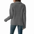 thumbnail image 2 of Womens Cable Knit Sweaters Long Sleeve V Neck Sweater Tops Casual Pullover Shirts Fall Fashion Outfits Dark Gray S, 2 of 7