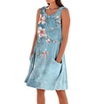 thumbnail image 2 of Summer Dress Women's Solid Color Casual Sleeveless Linen Loose Fitting Dress With Pockets J Multicolor L, 2 of 5