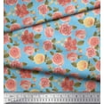 thumbnail image 3 of Soimoi Blue Heavy Canvas Fabric Leaves & Begonia Floral Fabric Prints By Yard 58 Inch Wide, 3 of 3
