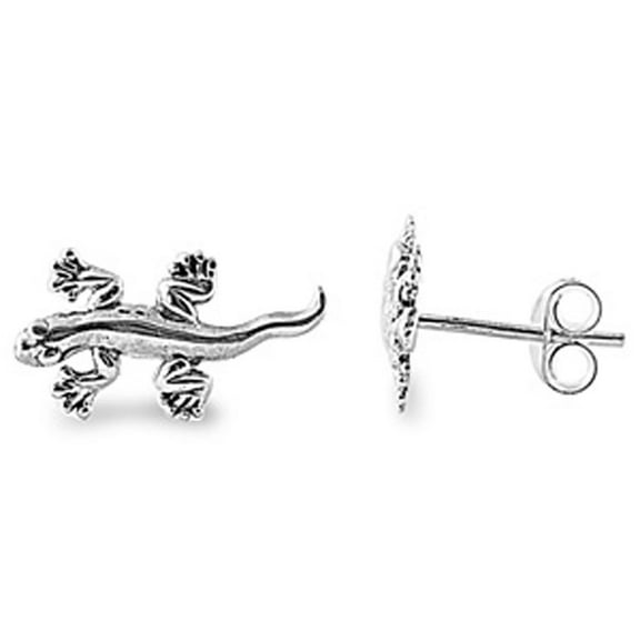 Lizard Stud Earrings .925 Sterling Silver Jewelry Female Unisex