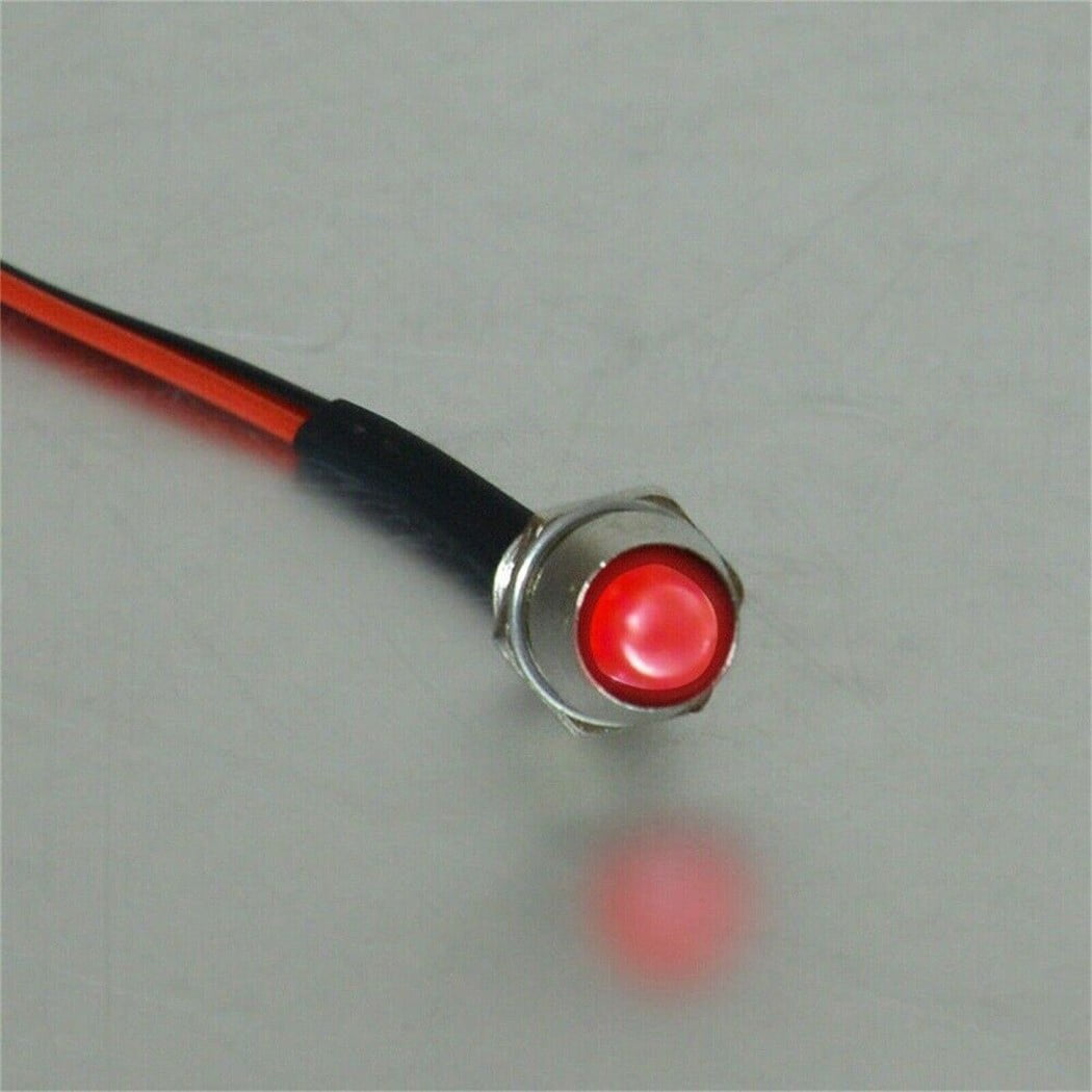 10X Red 8mm 12V LED Indicator Lamp Warn Light Pilot Dash Panel Car Truck Boat