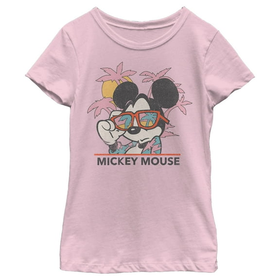 Girl's Mickey & Friends Beach Ready Mickey Mouse  Graphic Tee Light Pink X Large