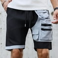 thumbnail image 6 of Men's Summer Plus Size Short Pants Summer Fashion Size M Elastic Waist Black and White Color Block Athletic Casual Pants Loose Knee Length Workwear Sport Cargo Shorts With Zippered Pockets, 6 of 8