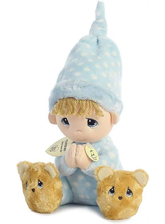 Aurora - Medium Blue Precious Moments - 9.5" Prayer Boy Spanish - Inspirational Stuffed Animal
