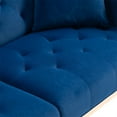 thumbnail image 6 of Velvet Futon Sofa Bed with 2 Pillows, Modern Tufted Upholstered Accent Sleeper Sofa Couch with Adjustable Backrest and Golden Metal Legs, Folding Loveseat Sofa Recliner Couch for Bedroom, Navy, 6 of 7