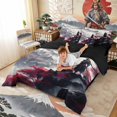 thumbnail image 4 of Manfei Ink Samurai Bedding Comforter Set for Boys Men, Mountain Temple King Bedding Sets, Black Red Gray, Black Reversible7-Piece, 4 of 6