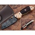 thumbnail image 4 of WHITE DEER Executive Series Damascus Folding Knife Rose Copper Bolster Bison Grip, 4 of 8