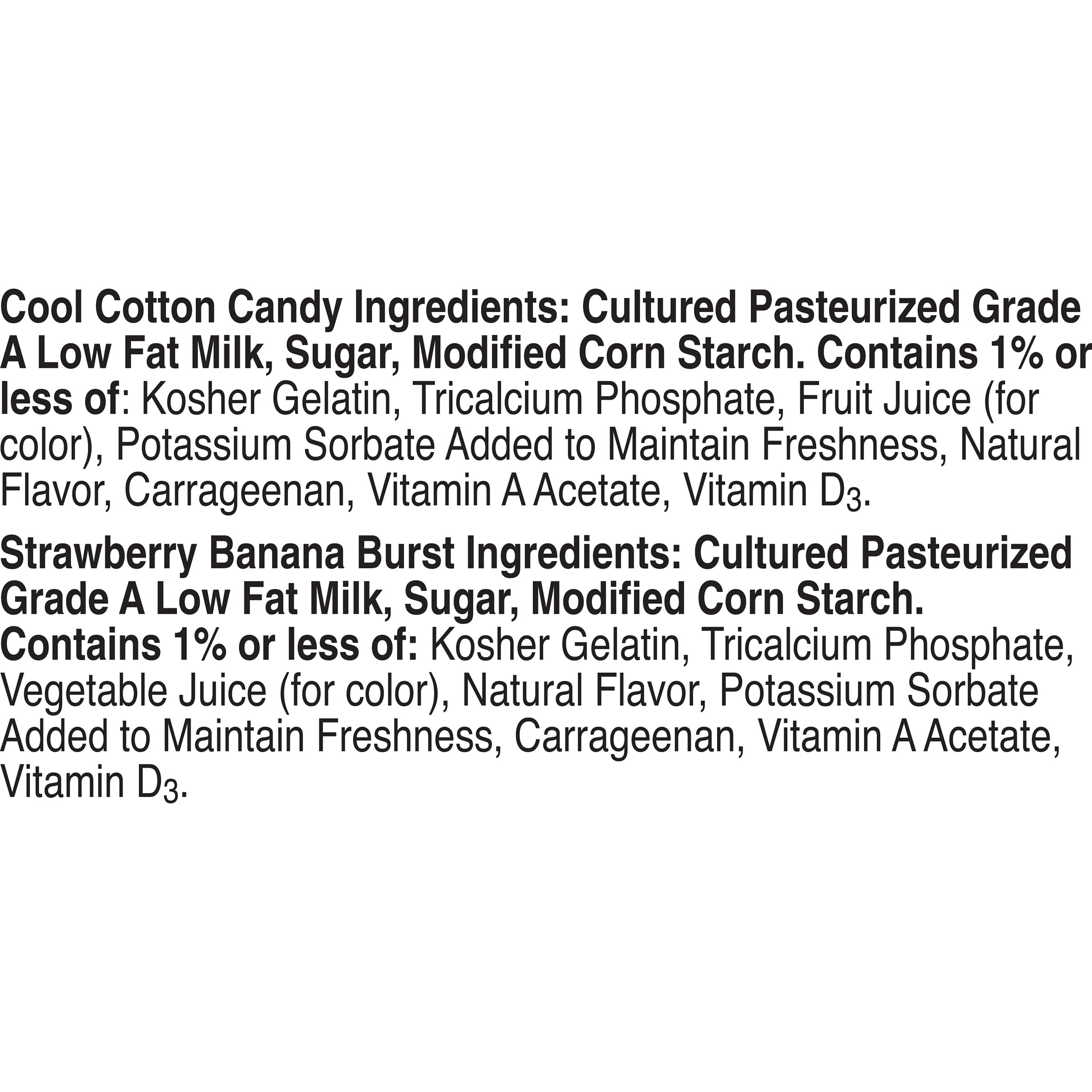 Yoplait Go-Gurt Cool Cotton Candy/Strawberry Banana Burst Portable Low Fat Yogurt Variety, 2.25 Oz., 24 Count