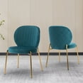 thumbnail image 2 of Modern Dining Chair Velvet Upholstered Side Chair Soft Leisure Chair, Blue, Set of 2, 2 of 7