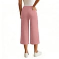 thumbnail image 5 of AHTJRT Women's Cropped Pants Straight Wide Leg Pants High Stretch Waist Capris Summer Lightweight Yoga Dance Workout Trousers Slack Pants Pink S, 5 of 7