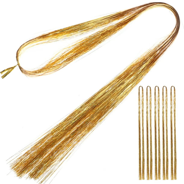 Kit de 6 extensiones de cabello con purpurina para niñas y mujeres.