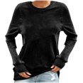 thumbnail image 1 of T-Shirt Décontracté pour Femmes à Col Rond, Manches Longues, Coupe Ample, Blouse d'Automne, Chandail, Hauts, 1 of 1