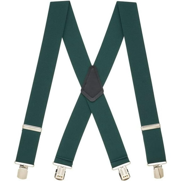 SuspenderStore Classic Solid Color Suspenders - 2-Inch Wide Elastic - Pin Clip - 4 Sizes