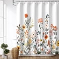 thumbnail image 2 of Cortina de ducha LIVILAN de poliéster con flores florales 180 x 180 cm, 2 of 6