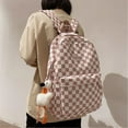 thumbnail image 2 of LZCKDPX Y2K Aesthetic Checkered Backpack with Kawaii Pendant Checkerboard Backpack Cute Preppy Laptop Backpack Light Rucksack,Pink,1, 2 of 7