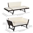 thumbnail image 3 of Outsunny Wicker Patio Furniture with Cushion, Outdoor PE Rattan Furniture Convertible Sofa Bed with Adjustable Armchair, Chaise Lounge Loveseat, for Deck, Backyard, Brown, 3 of 9