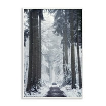 Stupell Industries Winter Fir Path Landscape Photography White Framed Art Print Wall Art, 12 x 18
